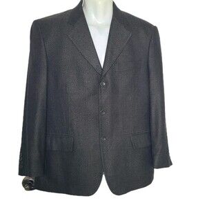 Arimondi Italian Wool Silk Blazer Mens 38C Coat Jacket Classic black/ dark green